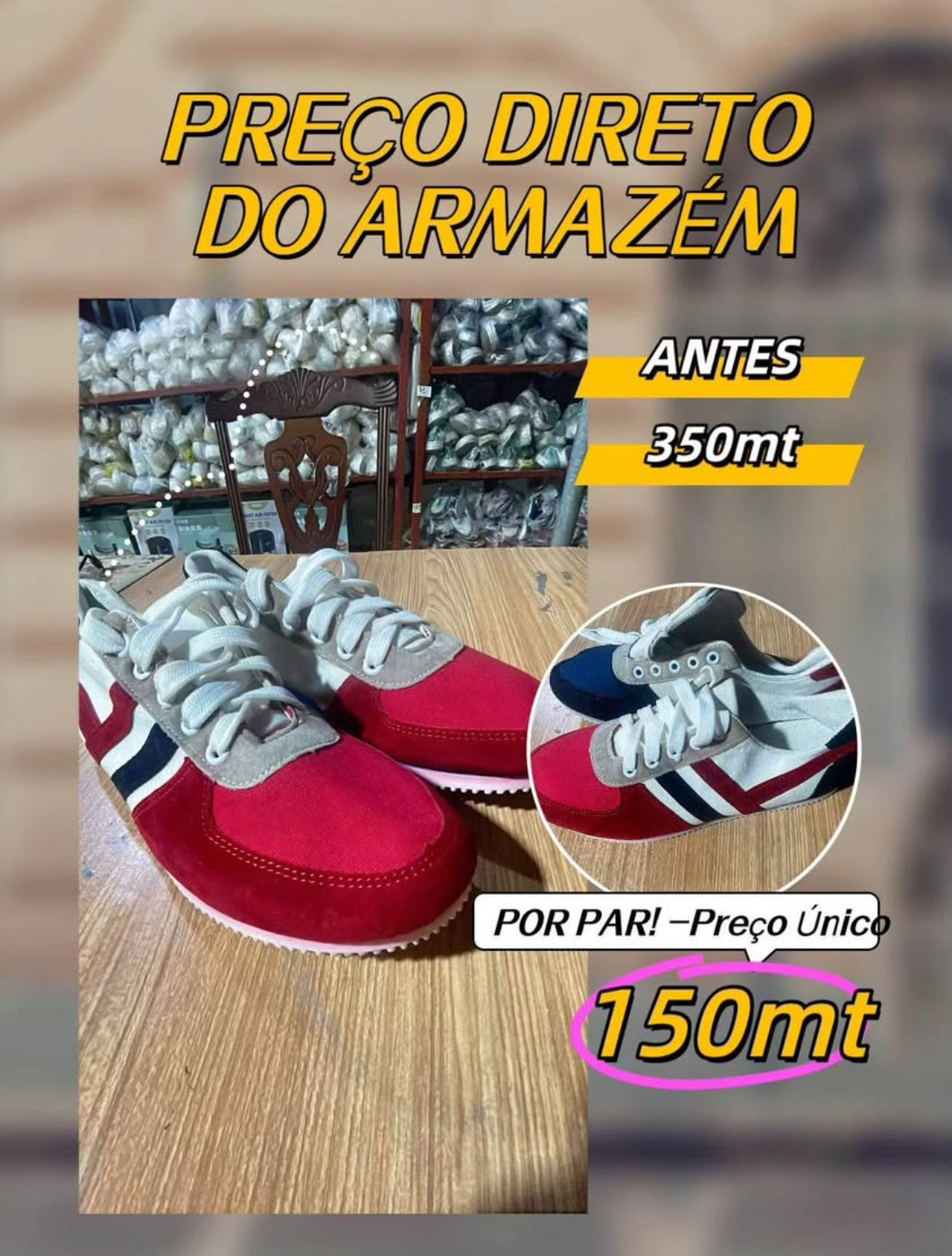 Venda ao atacado de sapatos de esportes em grande quantidade